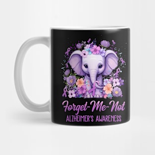 Forget Me Not Alzheimer's Awareness Month Elephant Flower Mug